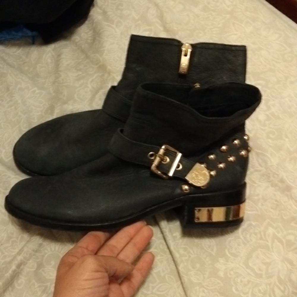 Vince Camuto Moto Leather gold boots